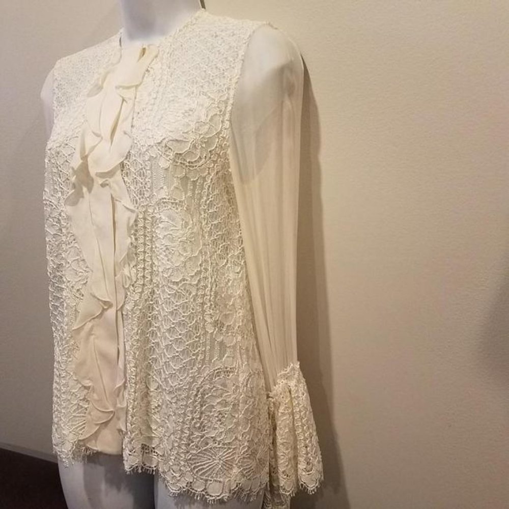 Alexis -Lace Pattern Crew Neck Blouse - image 3